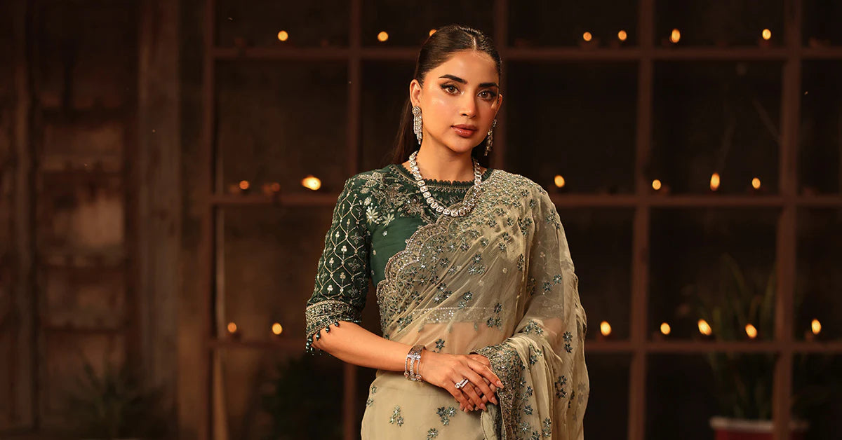 Maria.B. - Embroidered Chiffon Saree