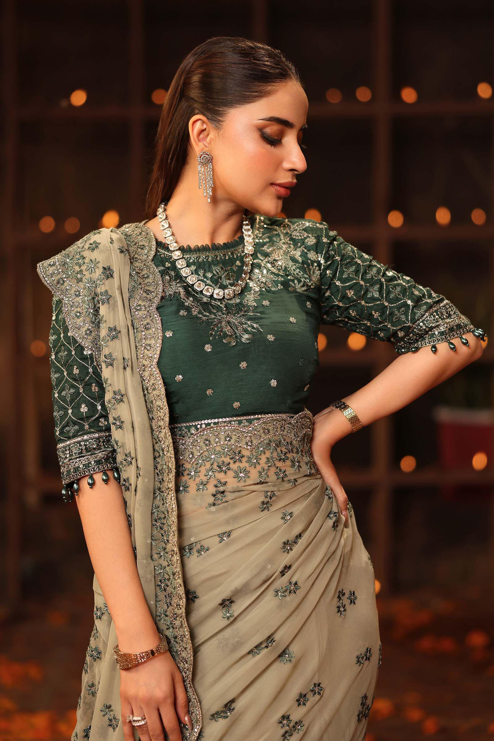 Maria.B. - Embroidered Chiffon Saree