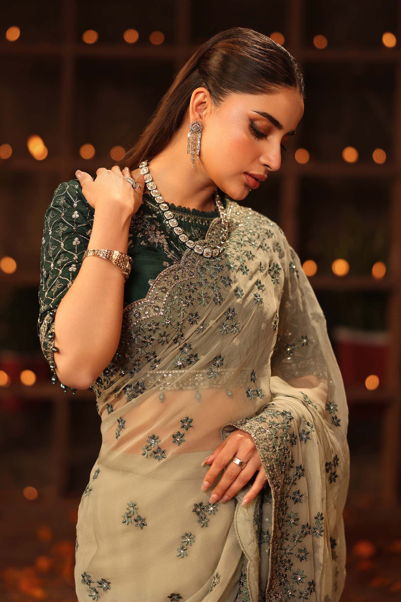 Maria.B. - Embroidered Chiffon Saree