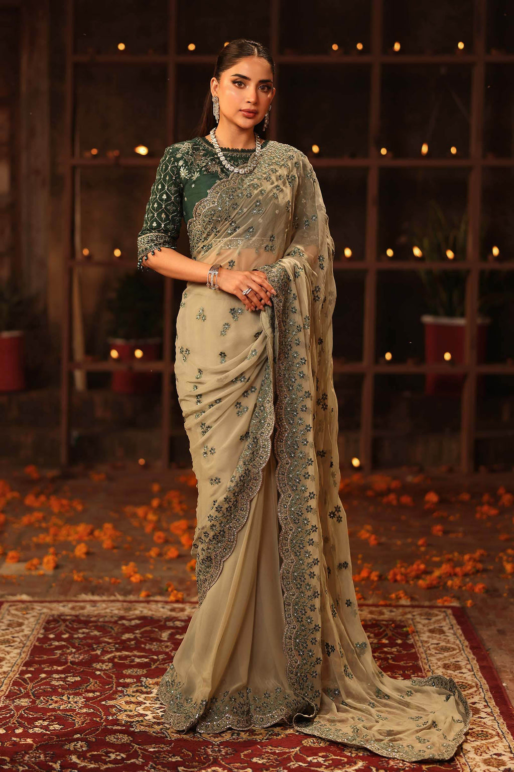 Maria.B. - Embroidered Chiffon Saree