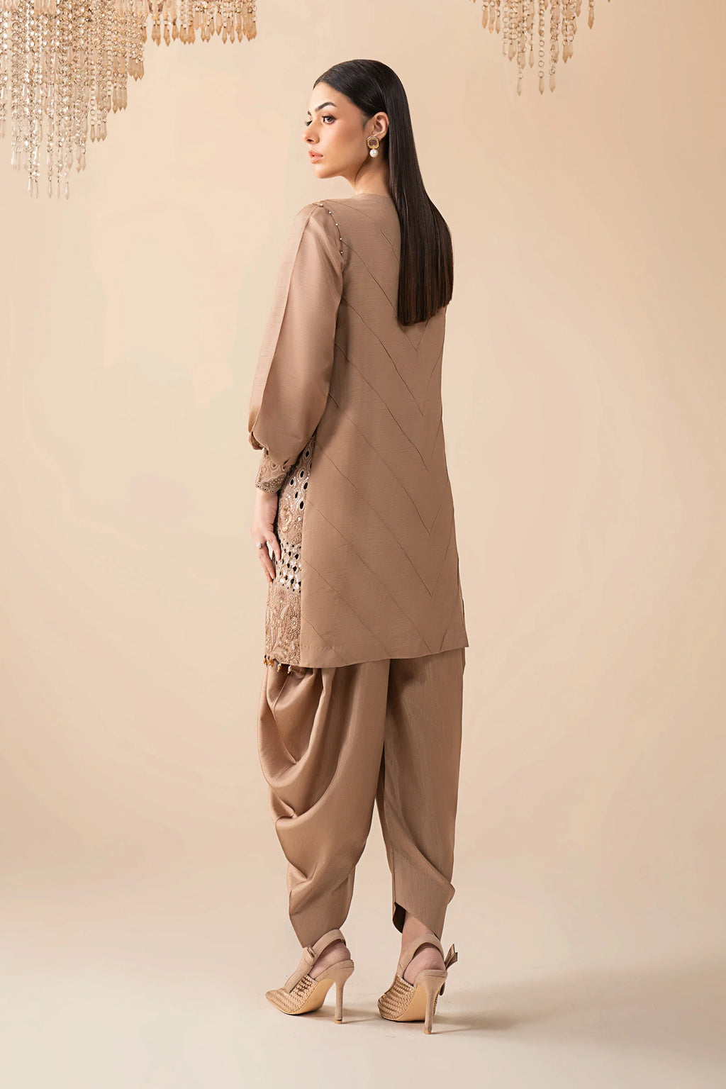 Maria.B.- 3 Piece Embroidered Raw Silk Suit