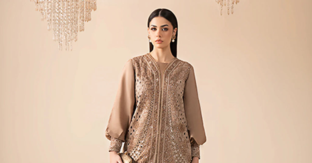Maria.B.- 3 Piece Embroidered Raw Silk Suit