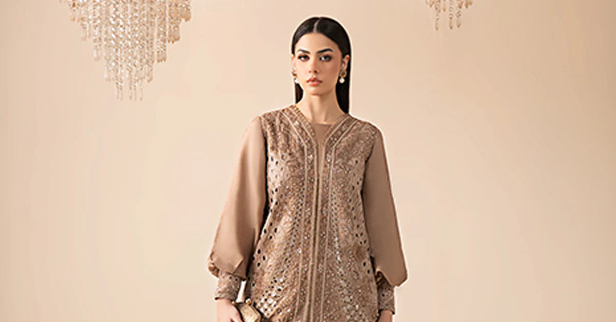 Maria.B.- 3 Piece Embroidered Raw Silk Suit