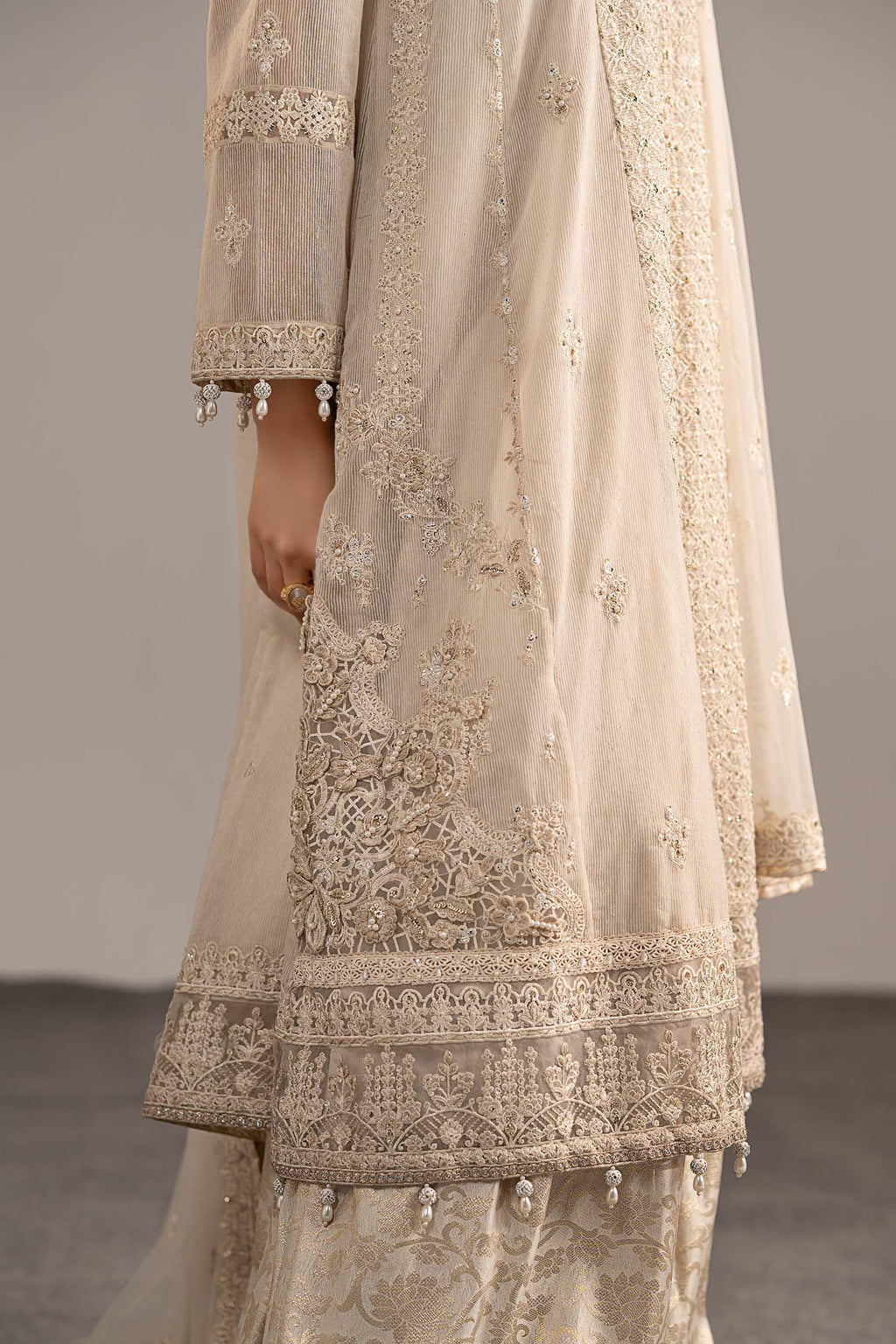 Maria.B. - 3 Piece Embroidered Cotton Net Suit
