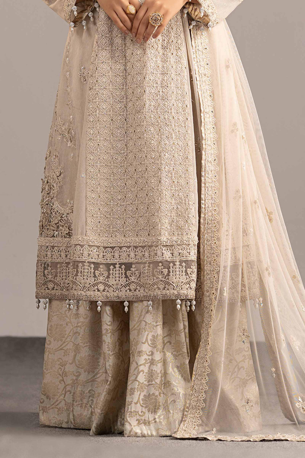 Maria.B. - 3 Piece Embroidered Cotton Net Suit