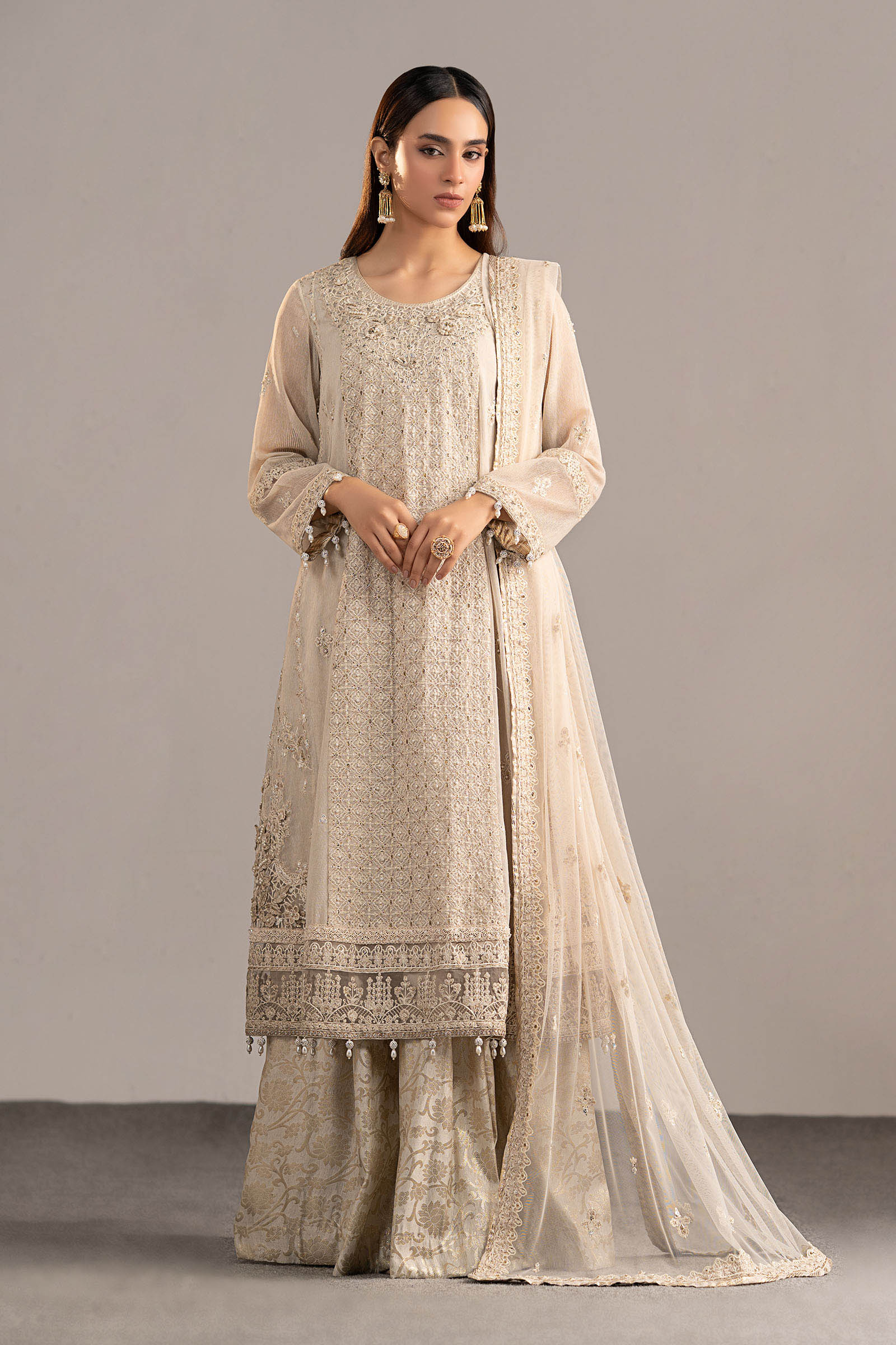 Maria.B. - 3 Piece Embroidered Cotton Net Suit