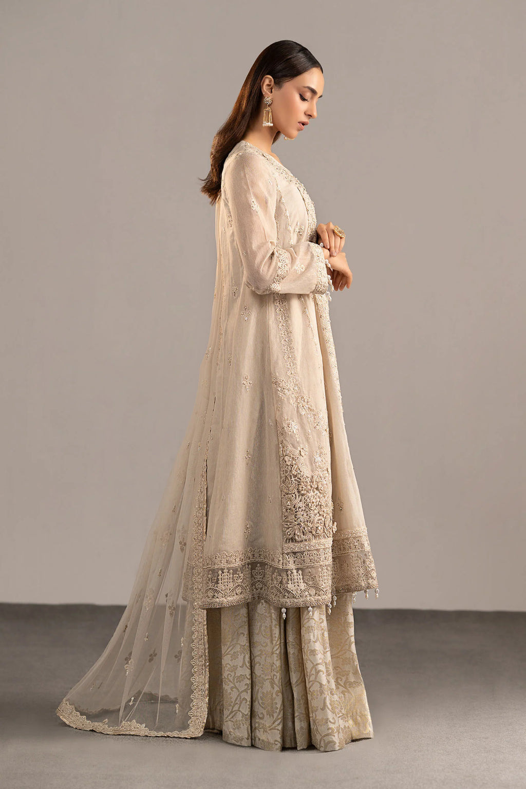 Maria.B. - 3 Piece Embroidered Cotton Net Suit