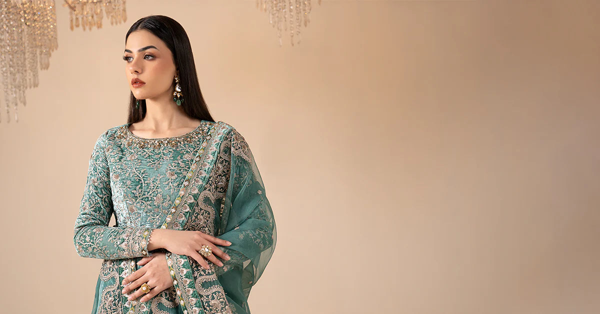 Maria.B. - 3 Piece Embroidered Velvet Suit
