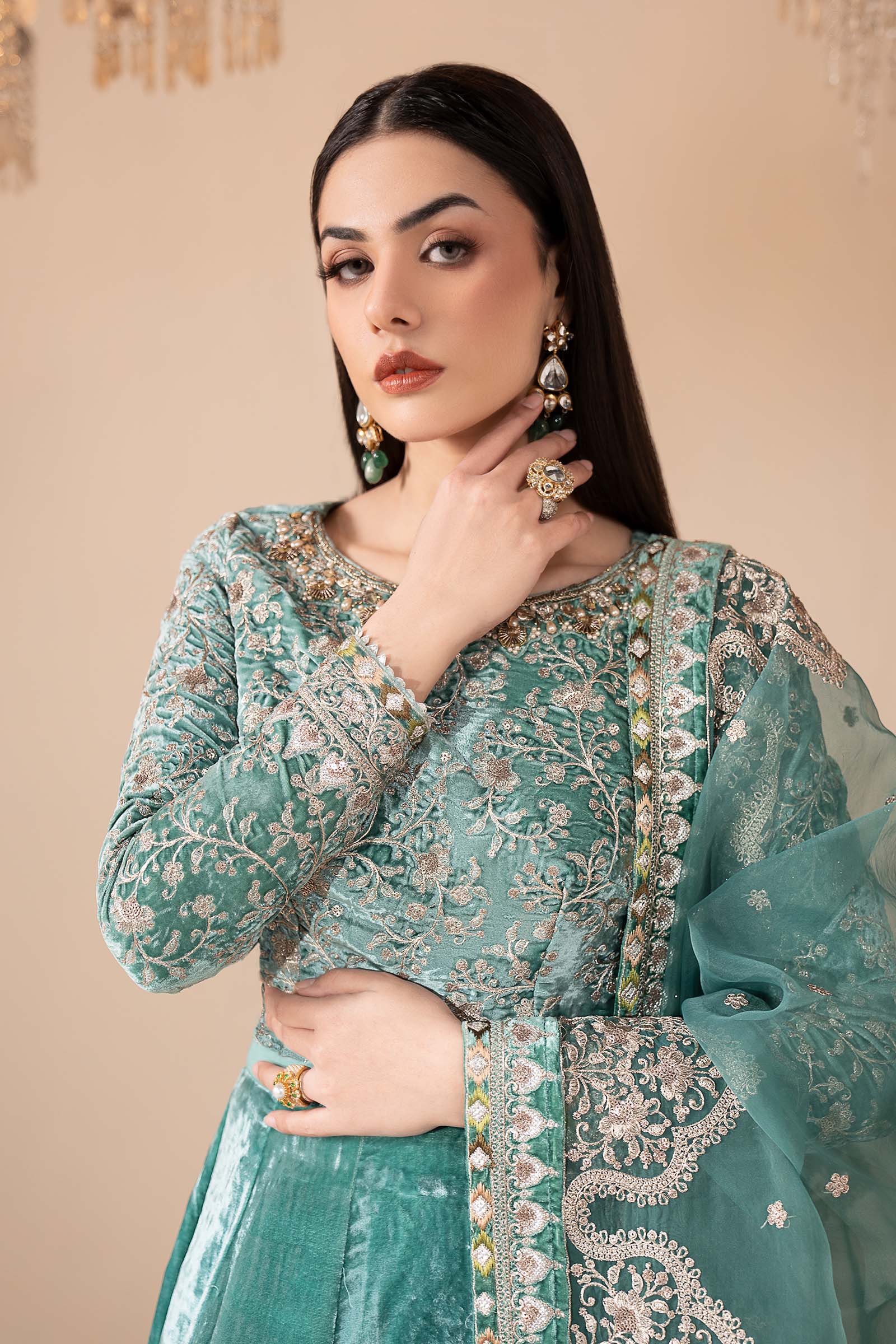 Maria.B. - 3 Piece Embroidered Velvet Suit
