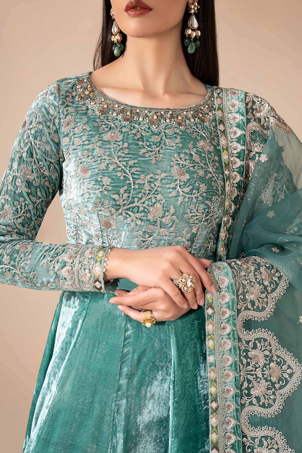 Maria.B. - 3 Piece Embroidered Velvet Suit