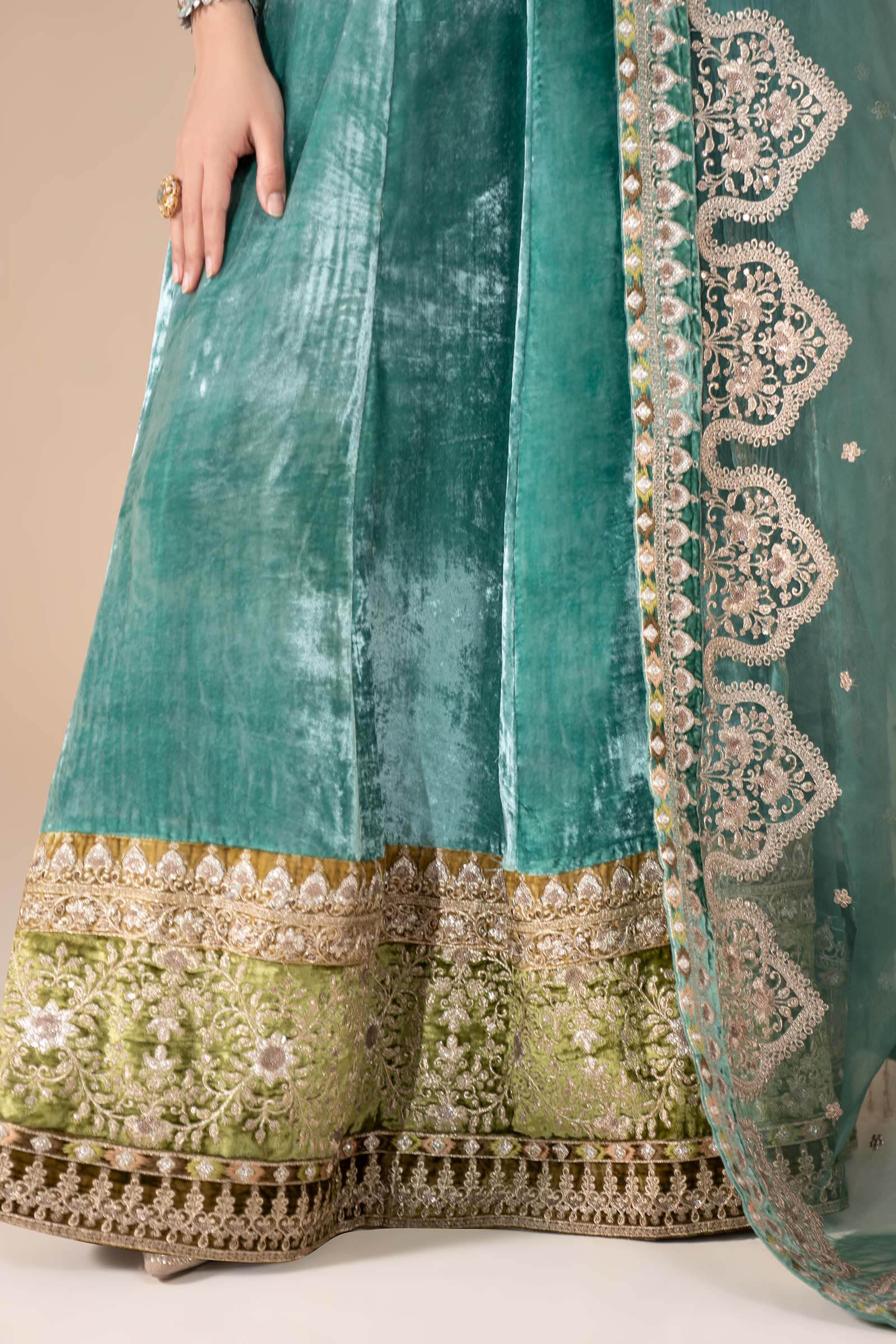 Maria.B. - 3 Piece Embroidered Velvet Suit