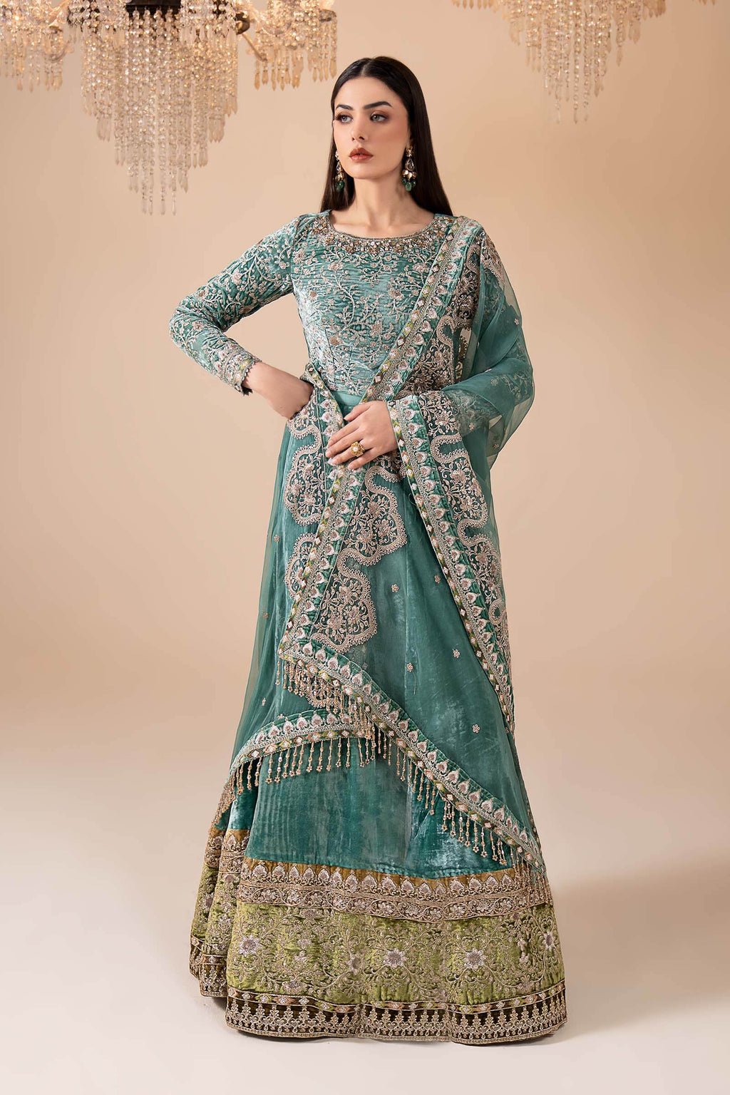 Maria.B. - 3 Piece Embroidered Velvet Suit