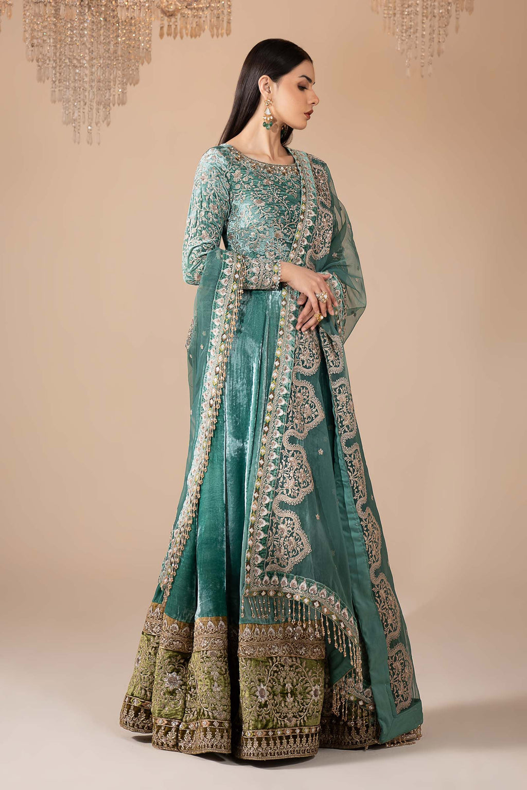 Maria.B. - 3 Piece Embroidered Velvet Suit