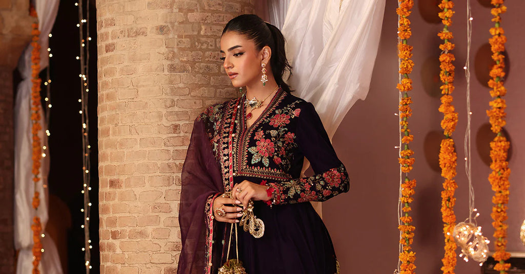 Maria.B. - 3 Piece Embroidered Velvet Suit
