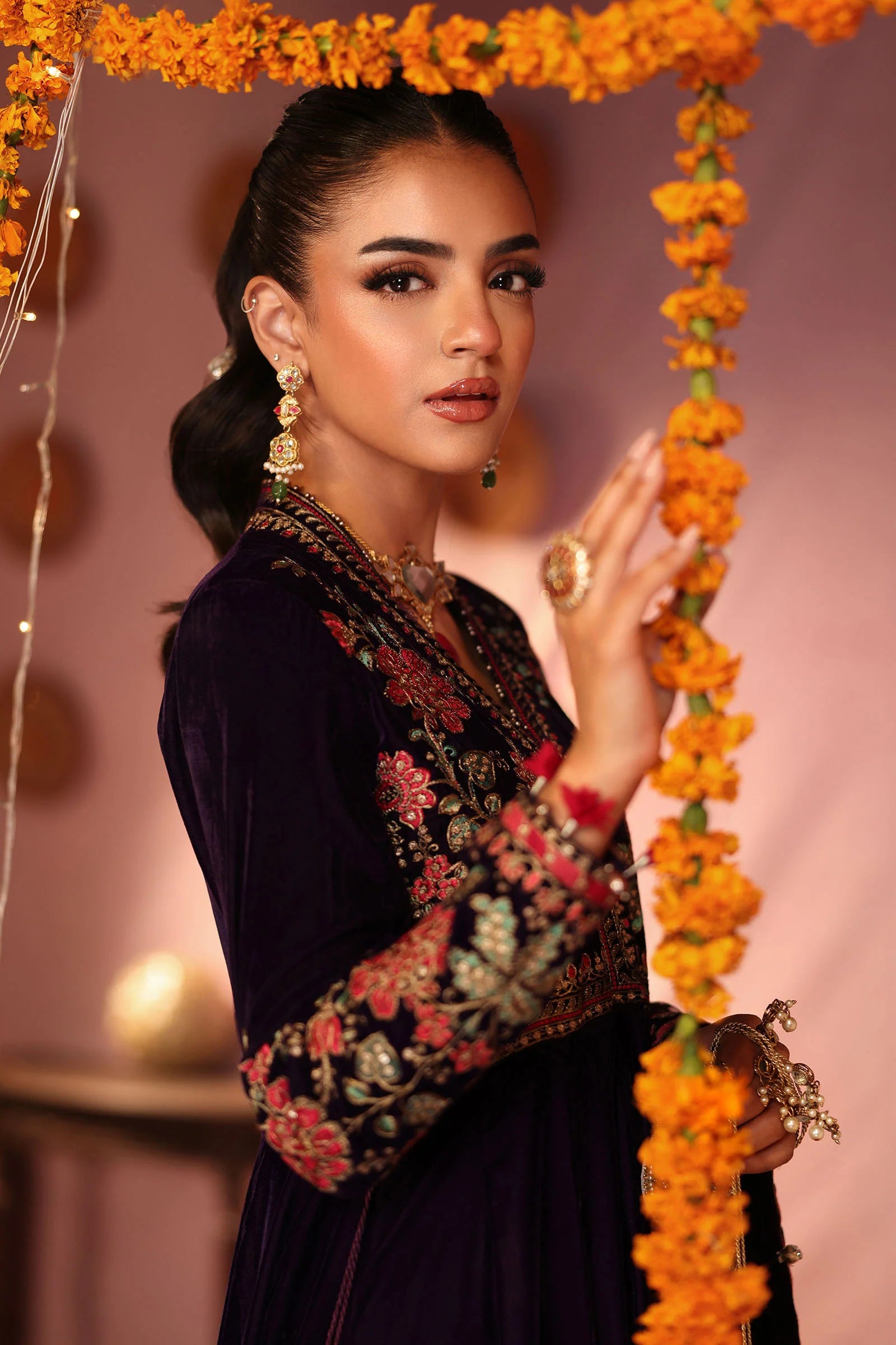 Maria.B. - 3 Piece Embroidered Velvet Suit