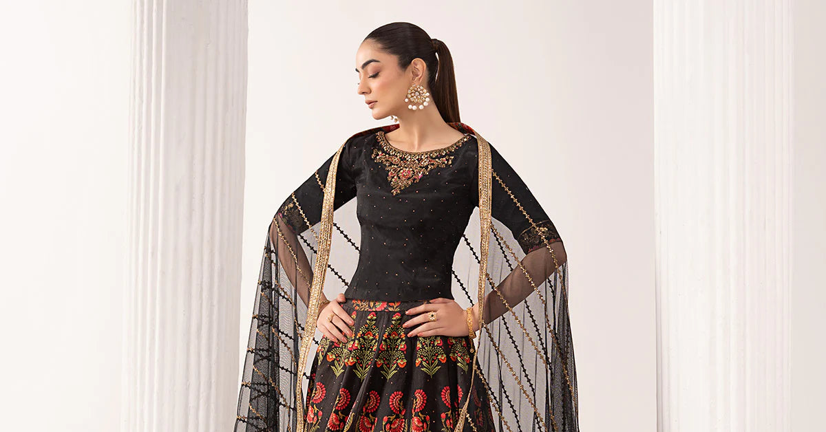 Maria.B. - 3 Piece Embroidered Raw Silk Suit
