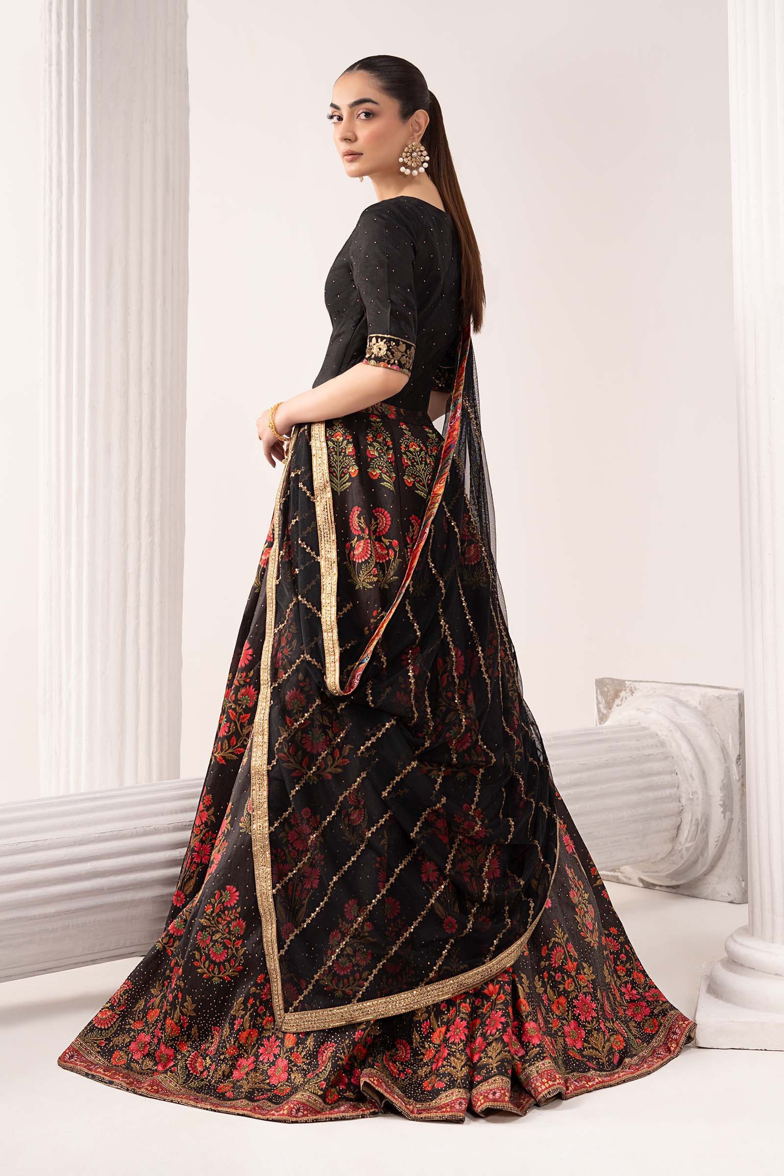 Maria.B. - 3 Piece Embroidered Raw Silk Suit