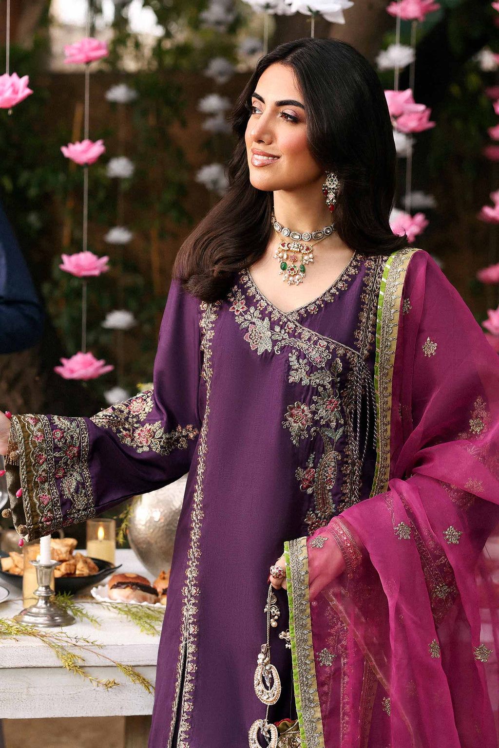Maria.B. - Embroidered Raw Silk Suit