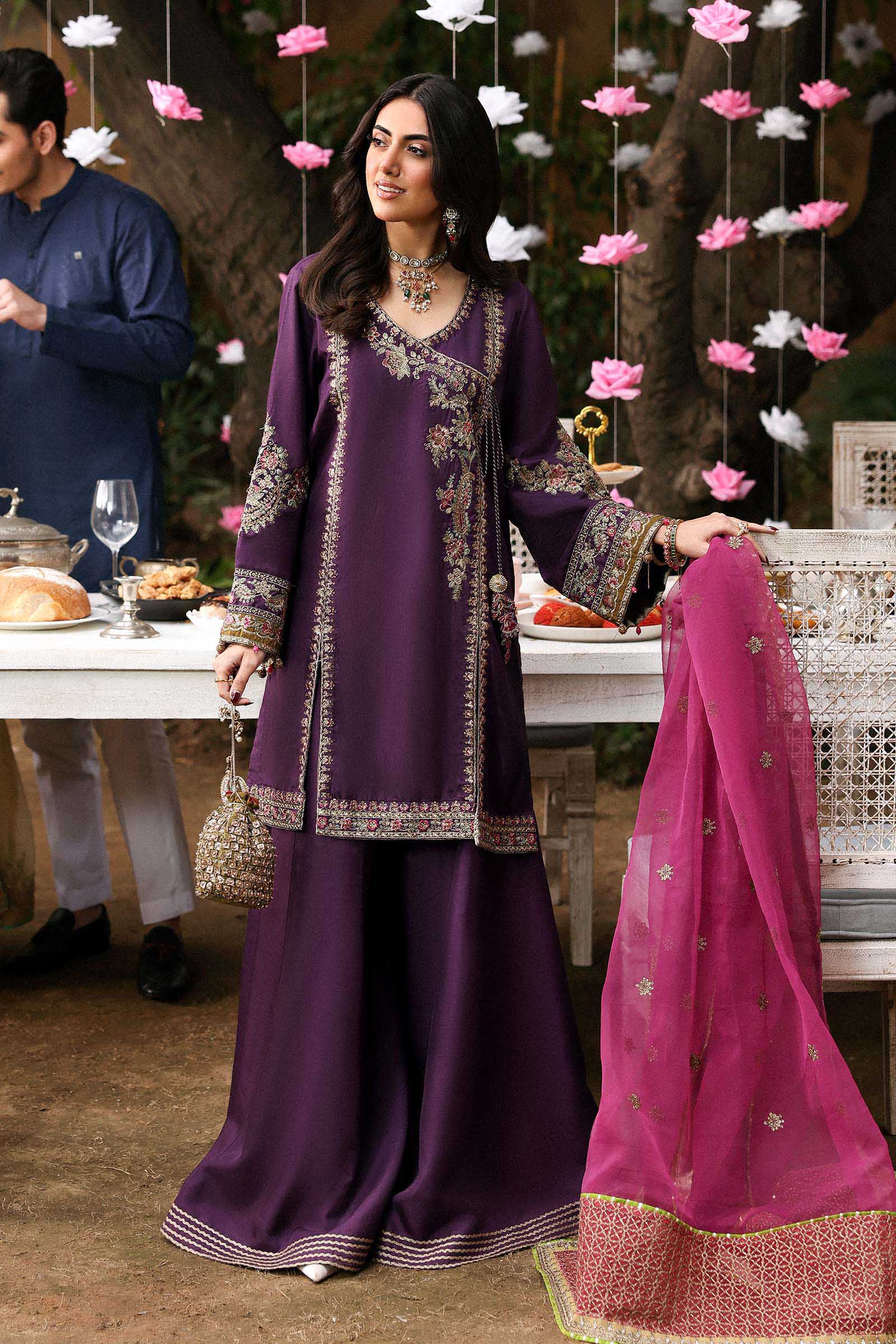Maria.B. - Embroidered Raw Silk Suit