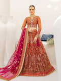 "Mirha Collections Gulaal Satrangi 01 multi-colored luxury embroidered stitched three-piece wedding suit. Full-length front view featuring tailored shirt, statement dupatta, and raw silk trousers."