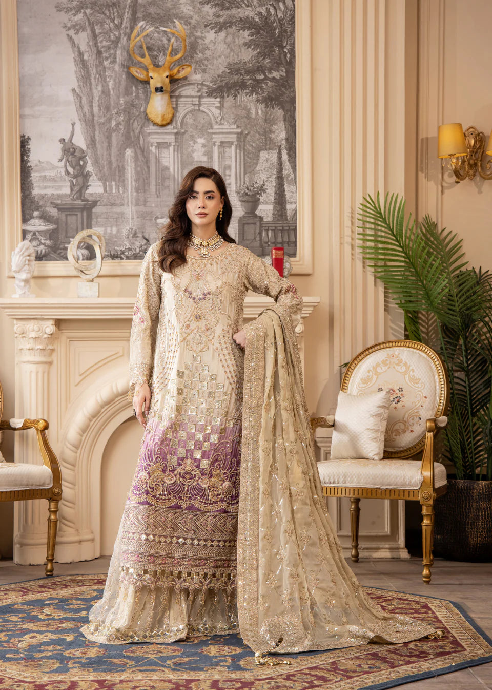 Areesha - Ivory Violet - Mirha Collections