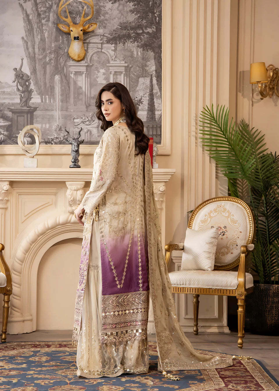 Areesha - Ivory Violet - Mirha Collections