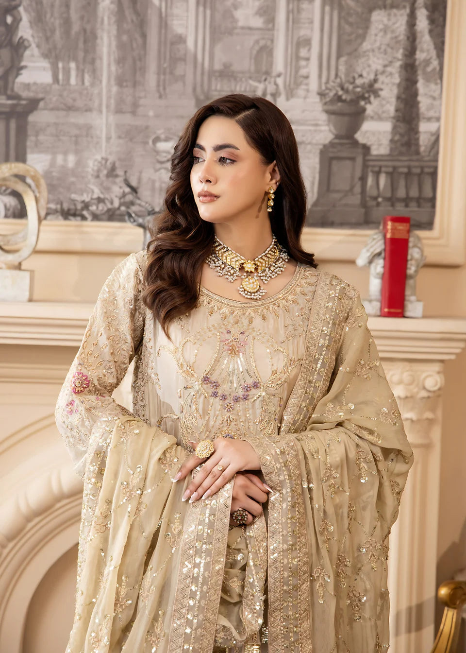 Areesha - Ivory Violet - Mirha Collections