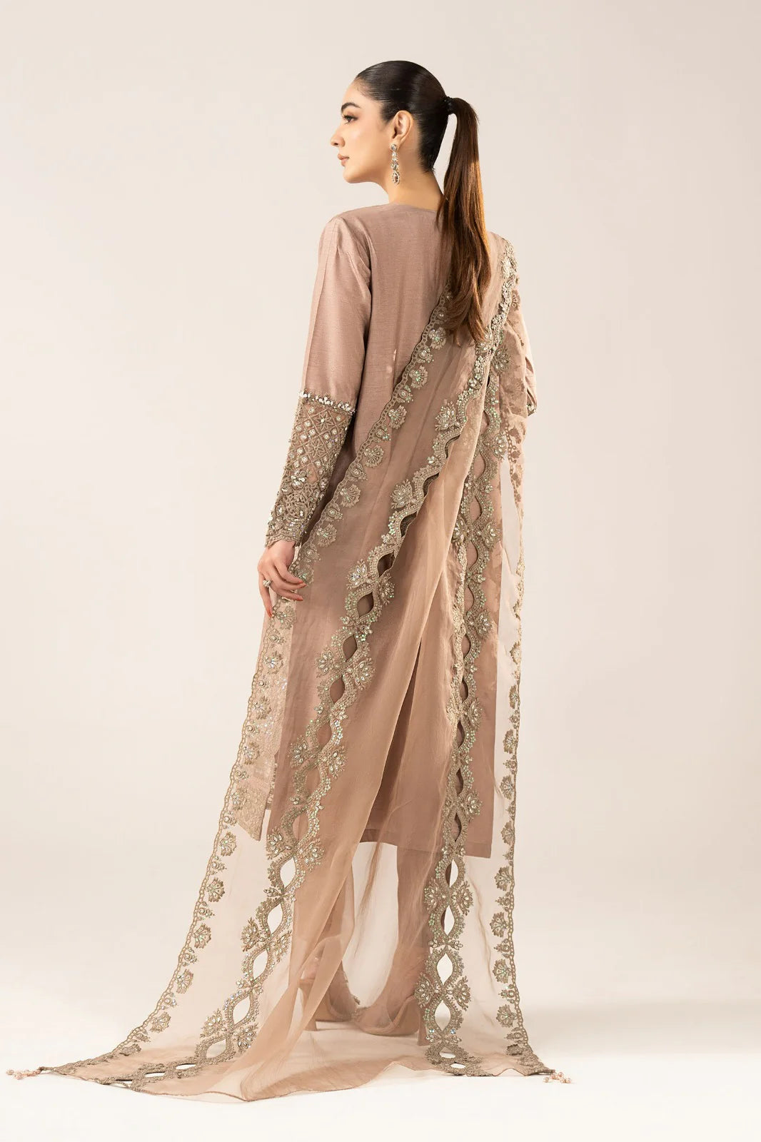 Maria.B. - 3 Piece Embroidered Raw Silk Suit