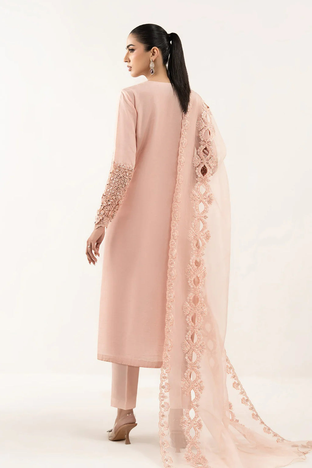 Maria.B. - 3 Piece Embroidered Raw Silk Suit