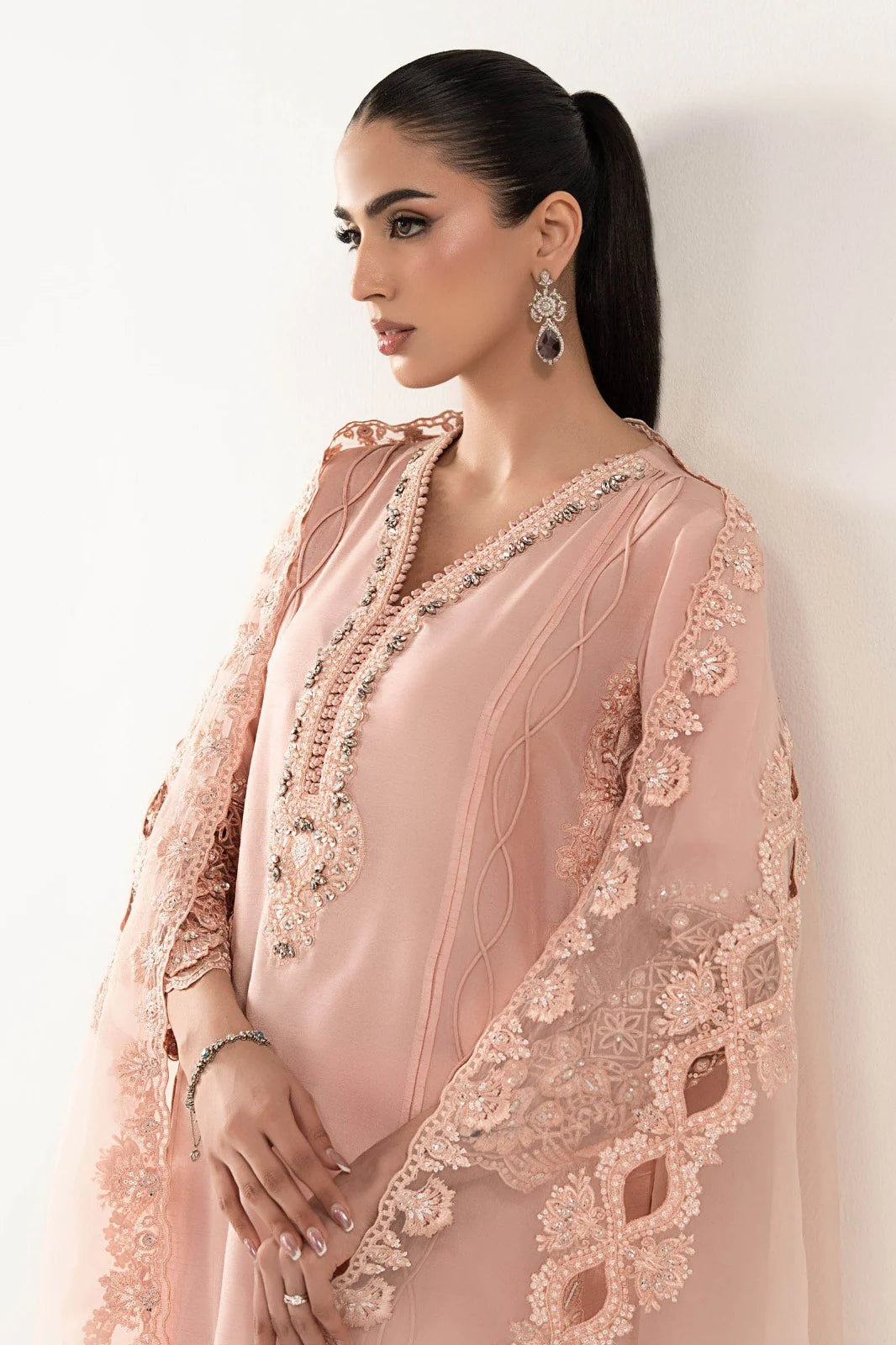 Maria.B. - 3 Piece Embroidered Raw Silk Suit