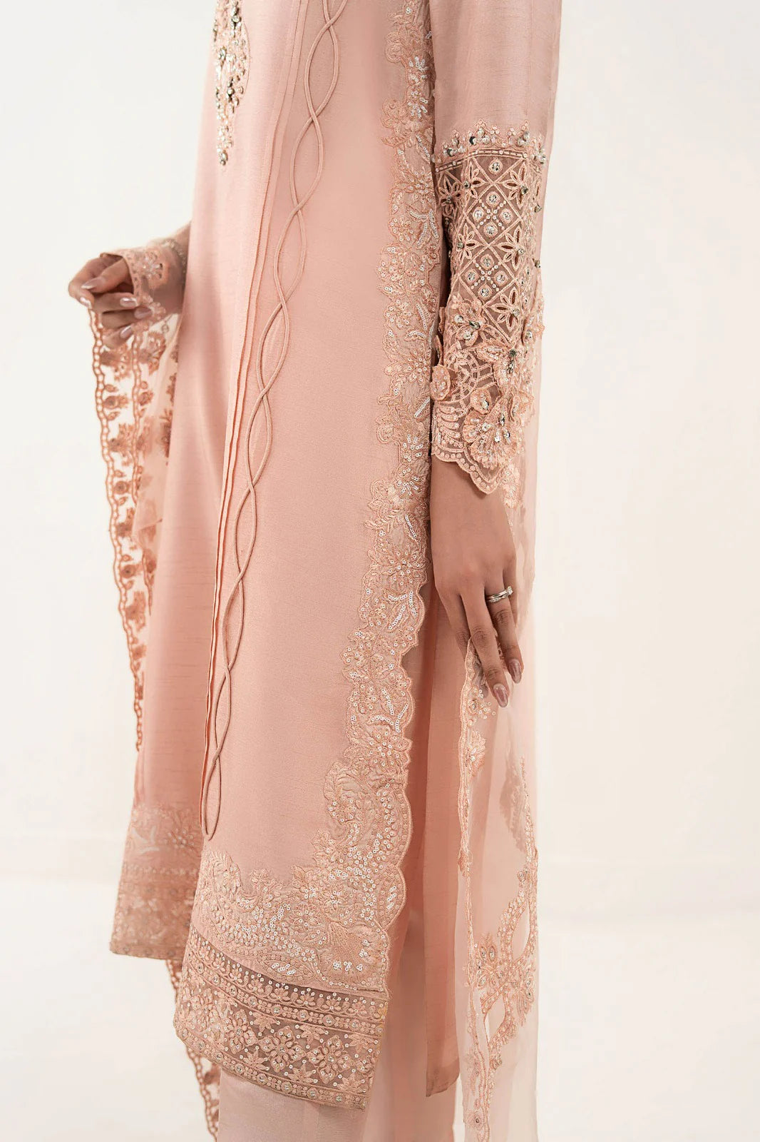 Maria.B. - 3 Piece Embroidered Raw Silk Suit