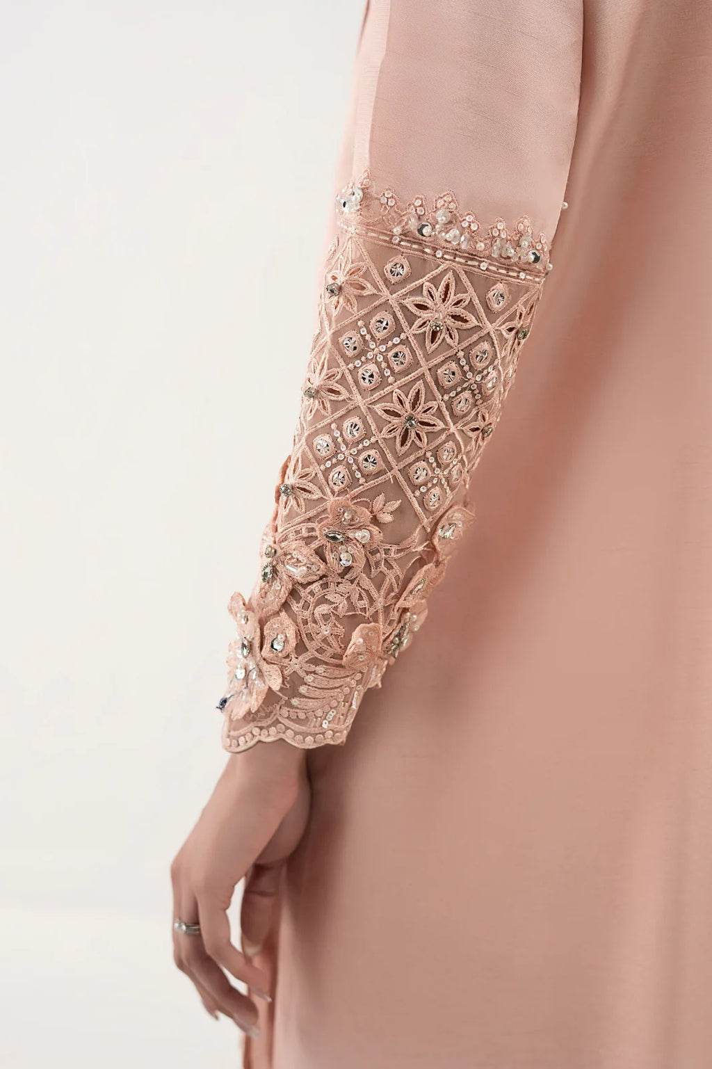Maria.B. - 3 Piece Embroidered Raw Silk Suit