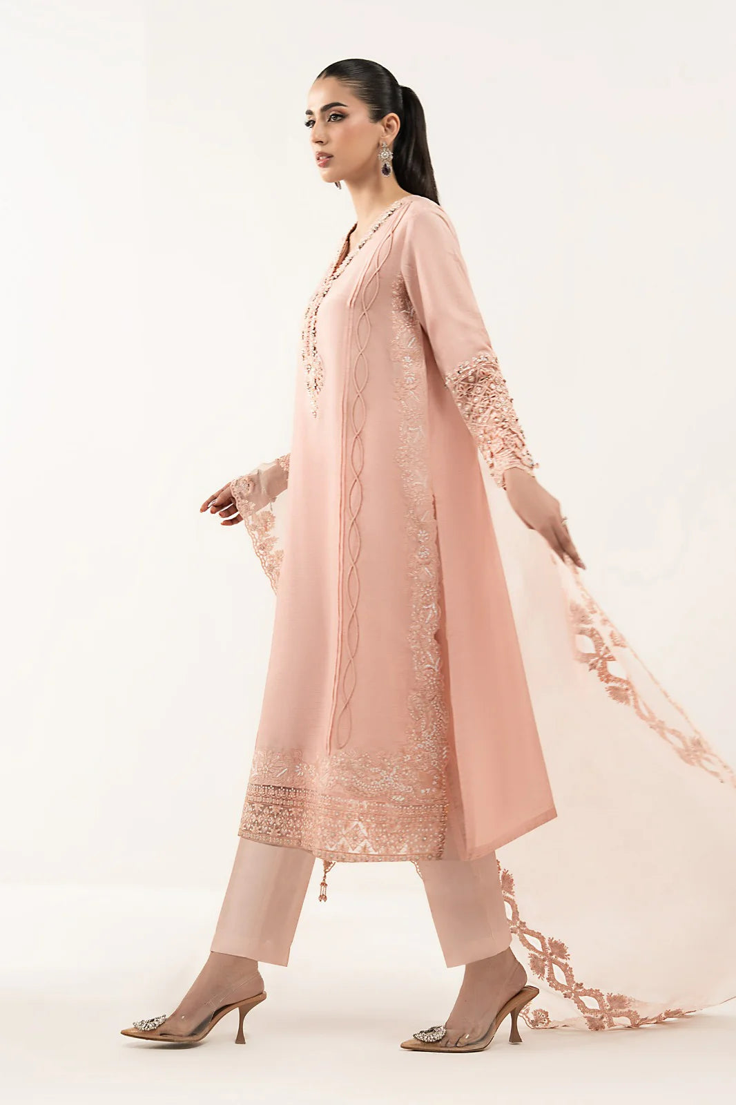 Maria.B. - 3 Piece Embroidered Raw Silk Suit