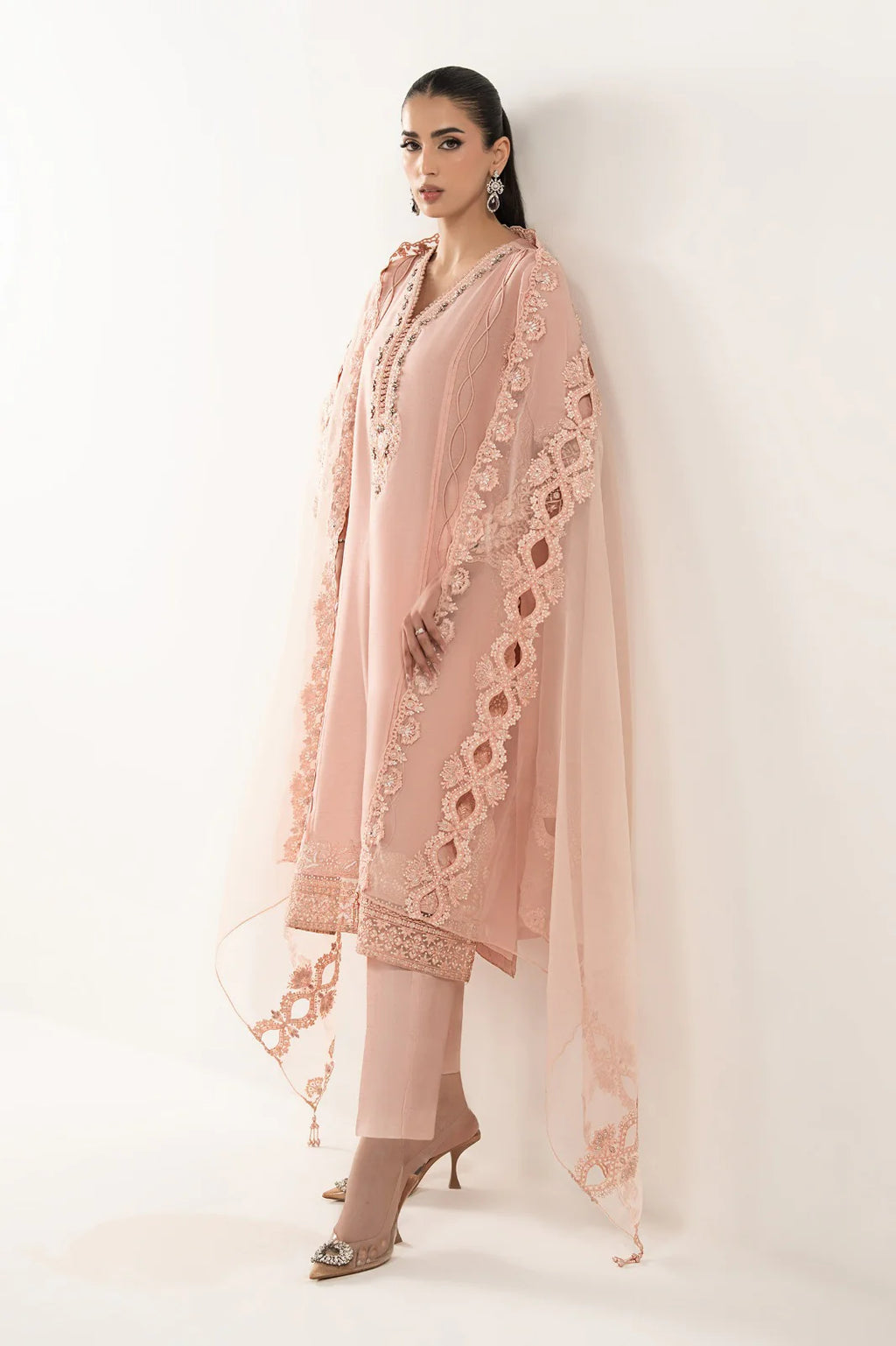 Maria.B. - 3 Piece Embroidered Raw Silk Suit
