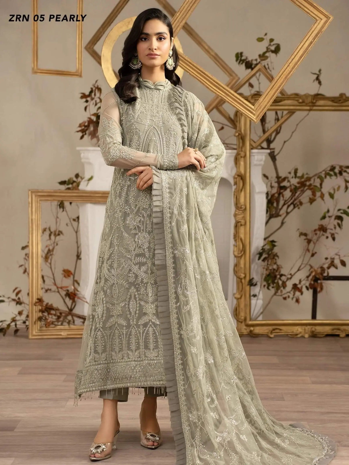 Naqsh by Zarif Festive Formal 3 Piece Suit ZRN-05 PEARLY - Mirha Collections
