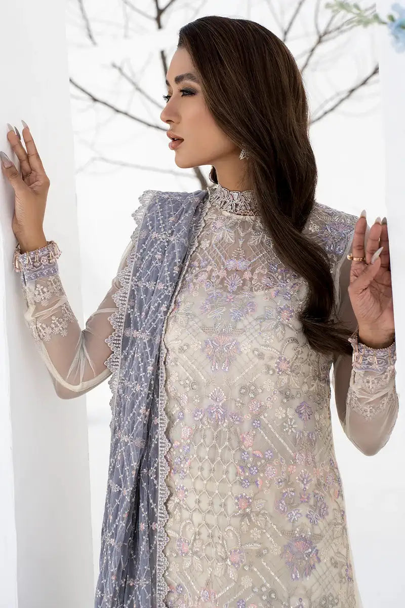 Zarif | LA CELESTE LUXURY Formals | ZLC 02 PEARL WHITE - Mirha Collections