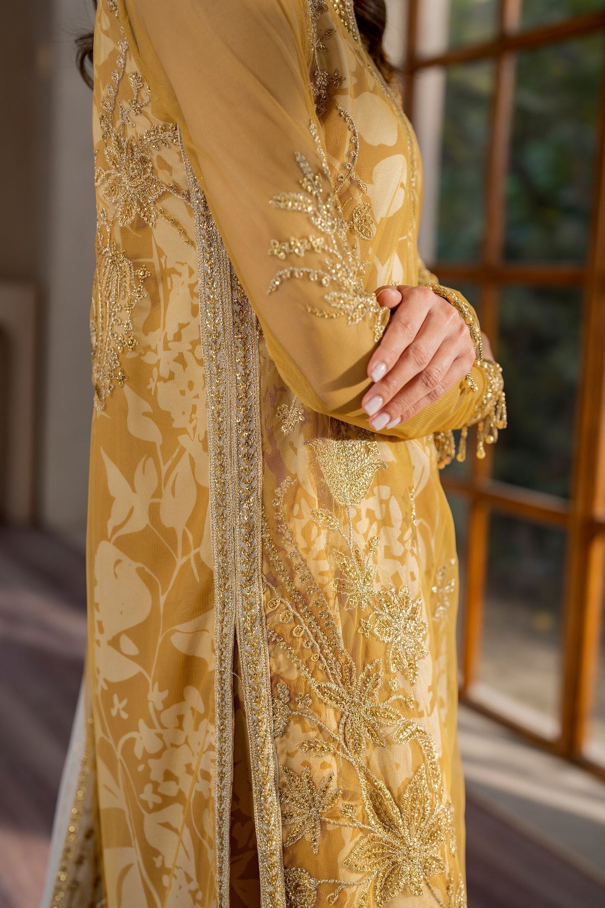 Zarif | Iris Printed Embroidered Edit 24 |MARIGOLD