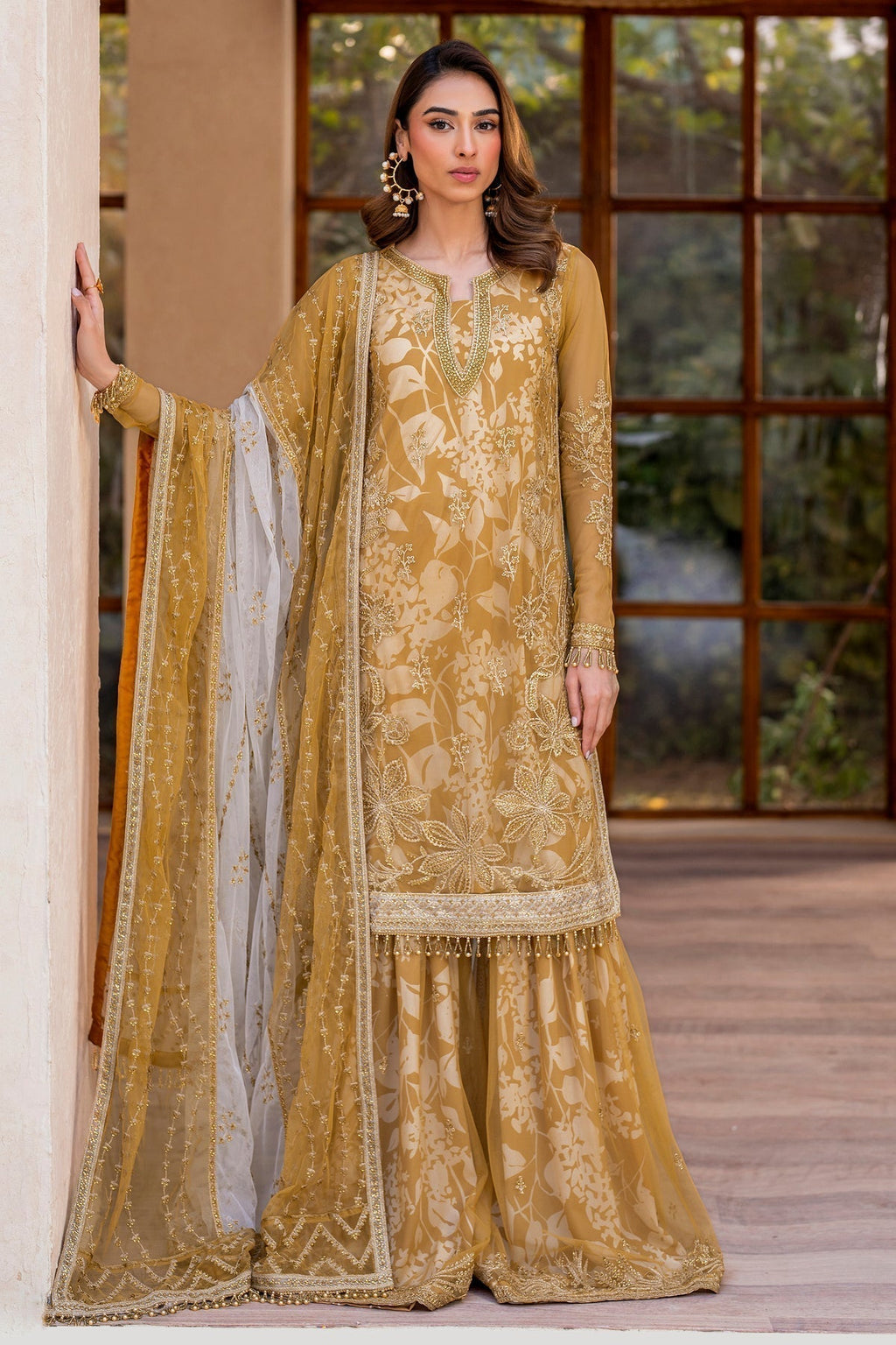 Zarif | Iris Printed Embroidered Edit 24 |MARIGOLD