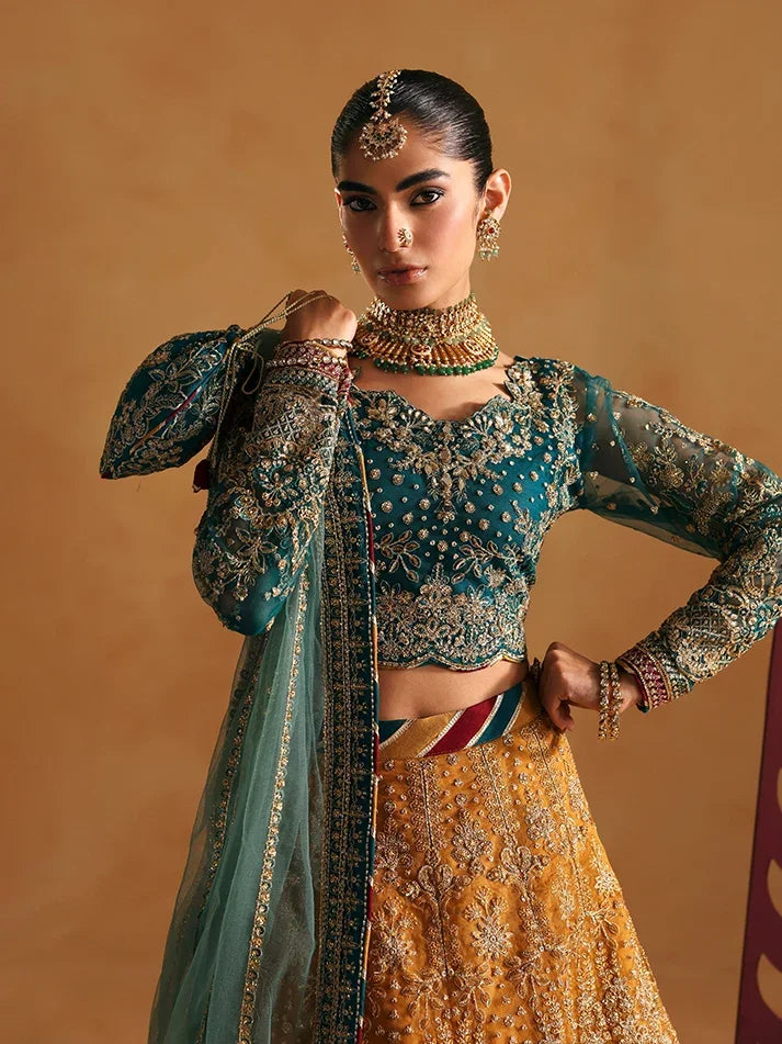 "Close-up detailing on the Gulaal Zoia shirt bodice, displaying fine threadwork embroidery, delicate sequin accents, and soft chiffon fabric texture."