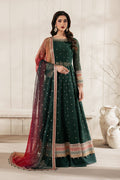 "Mirha Collections Zarif ALVA luxury embroidered stitched three-piece suit. Full-length front view featuring tailored shirt, designer dupatta, and trousers."