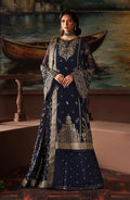 "Mirha Collections Zarif ZRF-PRC-06 FELICIA luxury embroidered stitched three-piece suit. Full-length front view featuring tailored shirt, designer dupatta, and trousers."