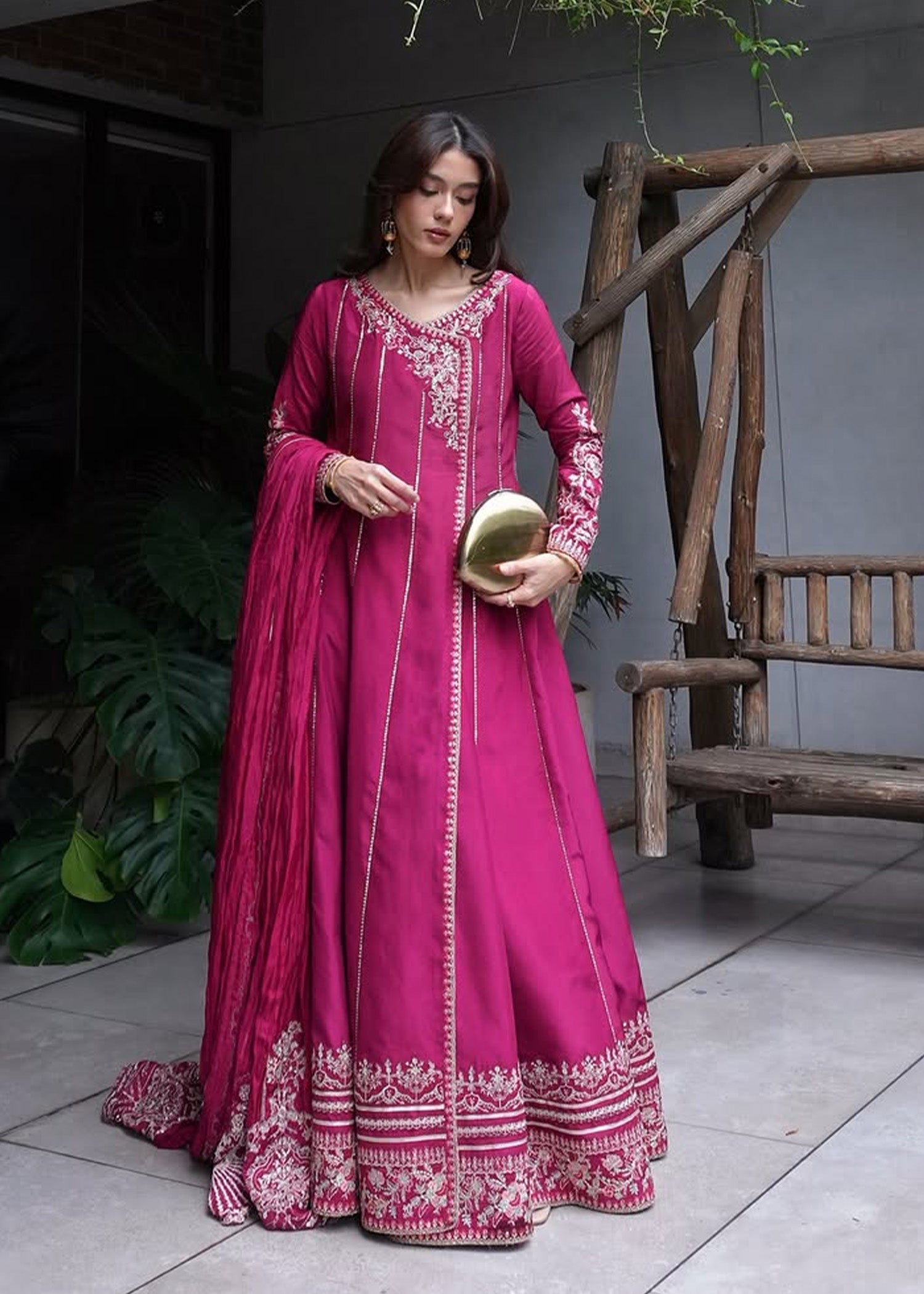 kanwal-malik-laiya-fuchsia-silk-angrakha-gown-front-view