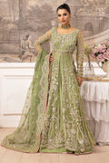 "Mirha Collections Motifz Iyara Embroidered Silk Net Unstitched three-piece luxury suit. Full-length presentation featuring an intricately embroidered silk net shirt paired with silk trousers and an embellished silk net dupatta."