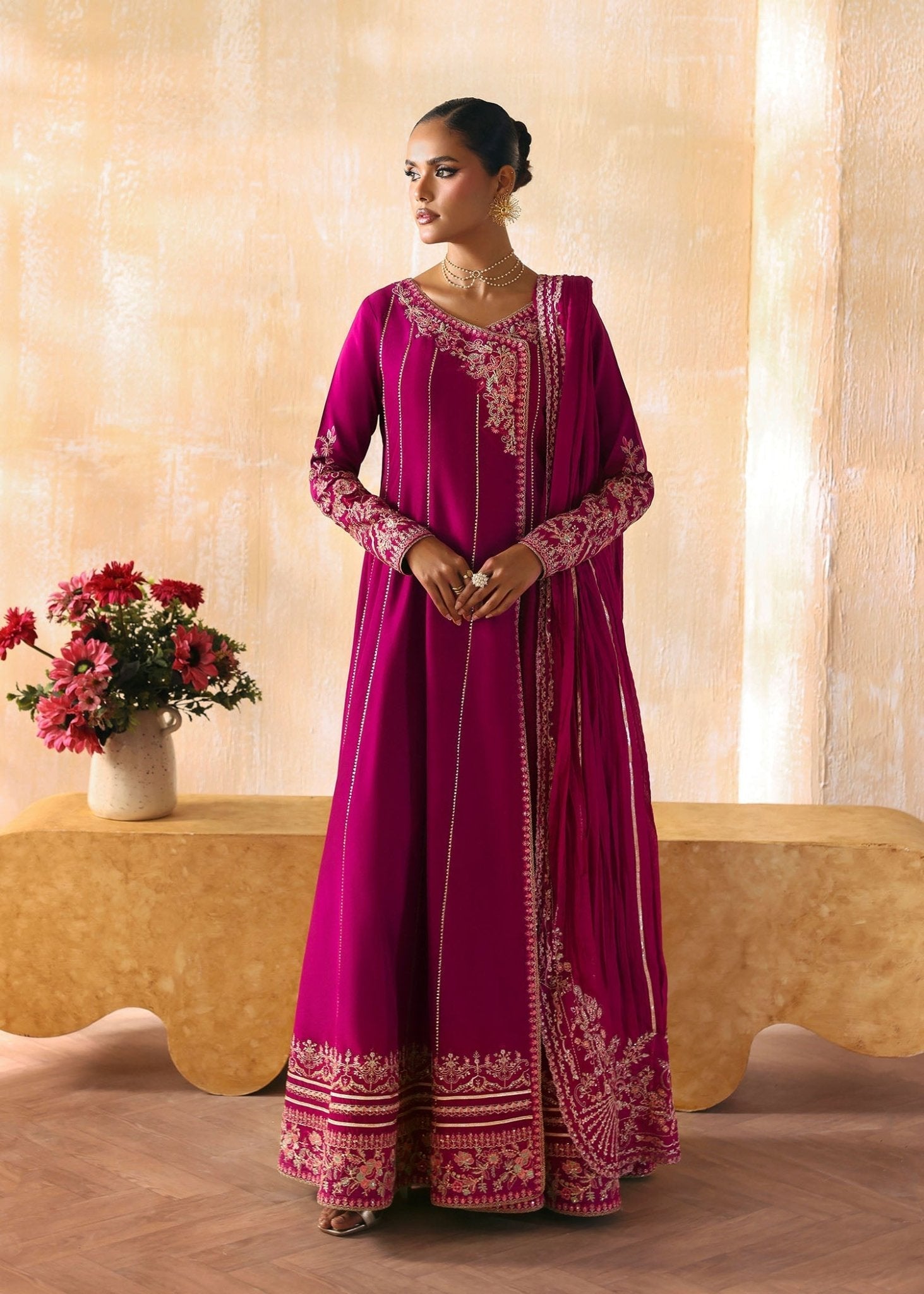 kanwal-malik-laiya-fuchsia-silk-angrakha-gown-front-view