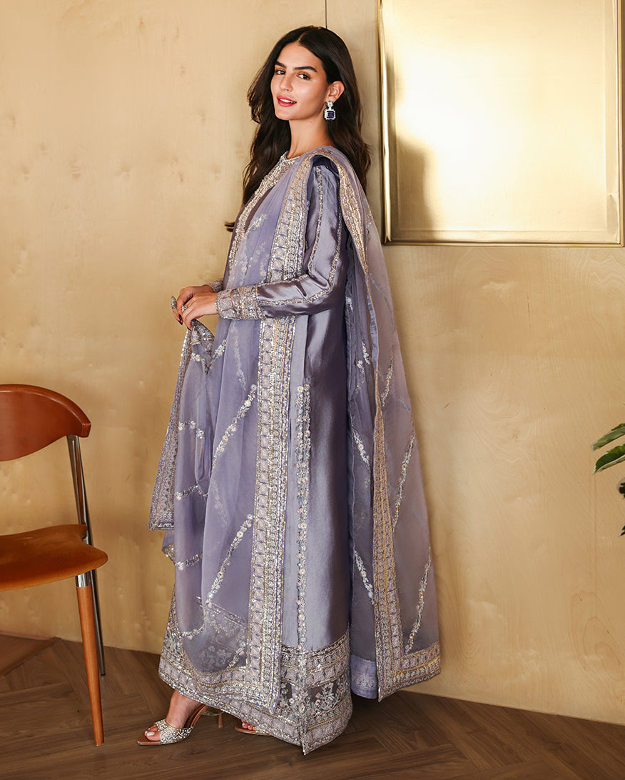 "Close-up detailing on the Mushq Aysel shirt bodice, displaying fine threadwork embroidery, embellished neck finishes, and soft fabric texture."