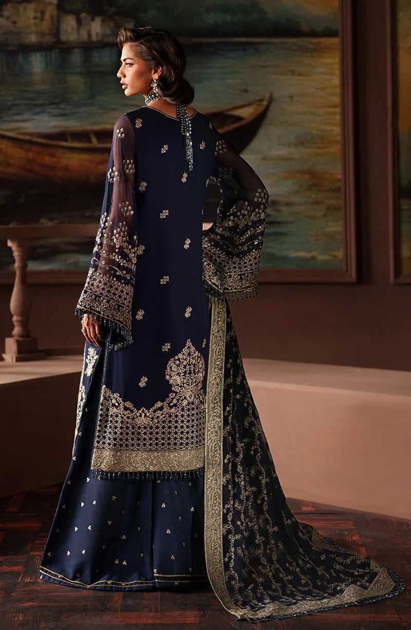 "Close-up detailing on the Zarif ZRF-PRC-06 FELICIA shirt bodice, displaying fine threadwork embroidery, embellished neck finishes, and soft fabric texture."