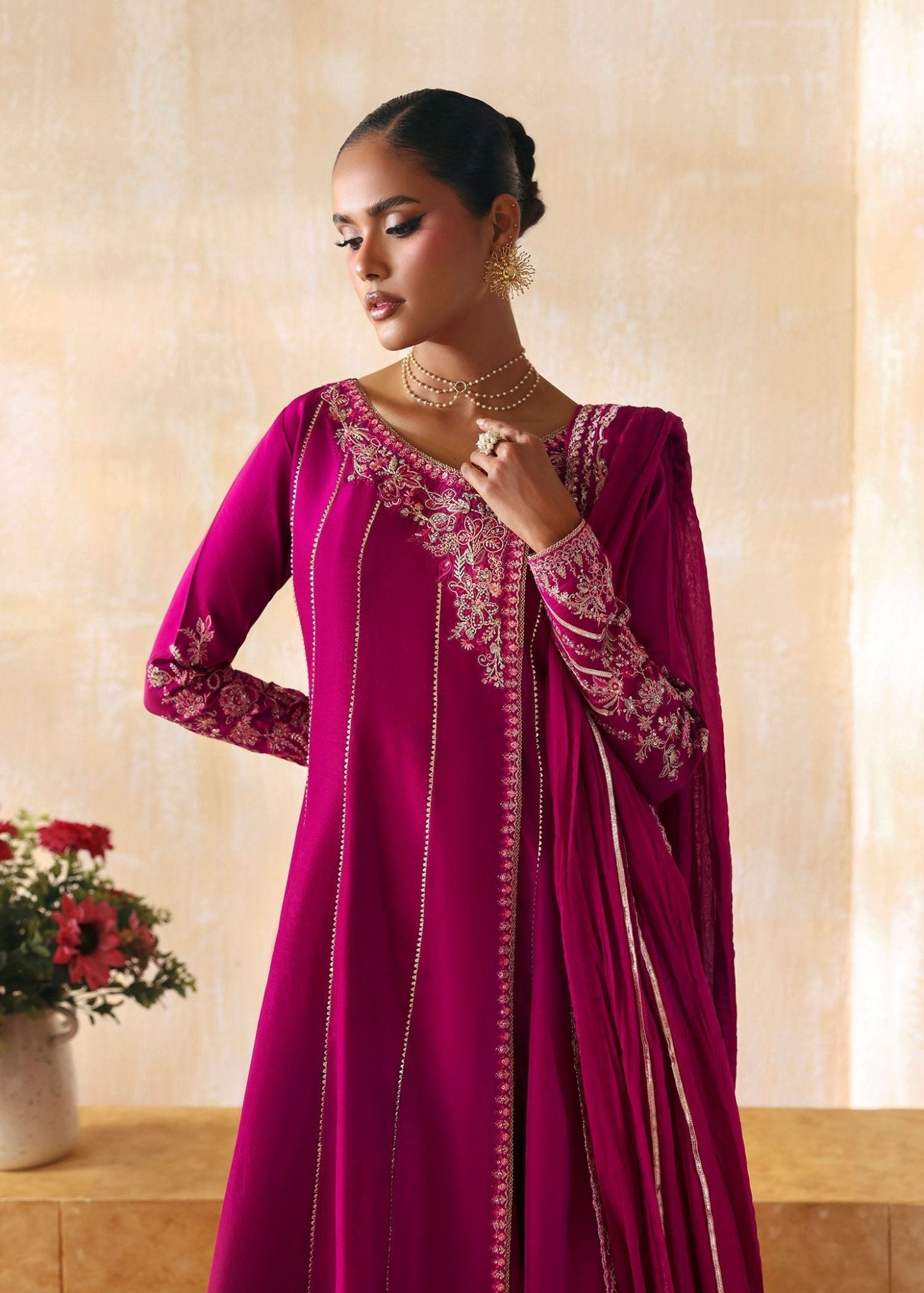 kanwal-malik-laiya-fuchsia-silk-angrakha-gown-front-view