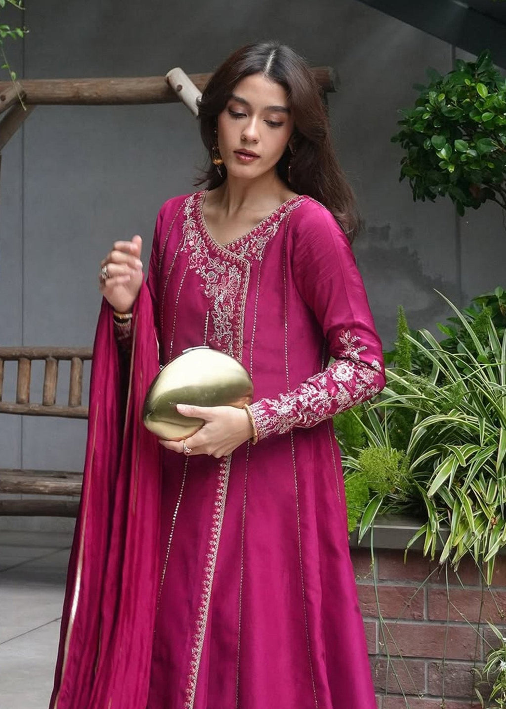 kanwal-malik-laiya-fuchsia-silk-angrakha-gown-front-view