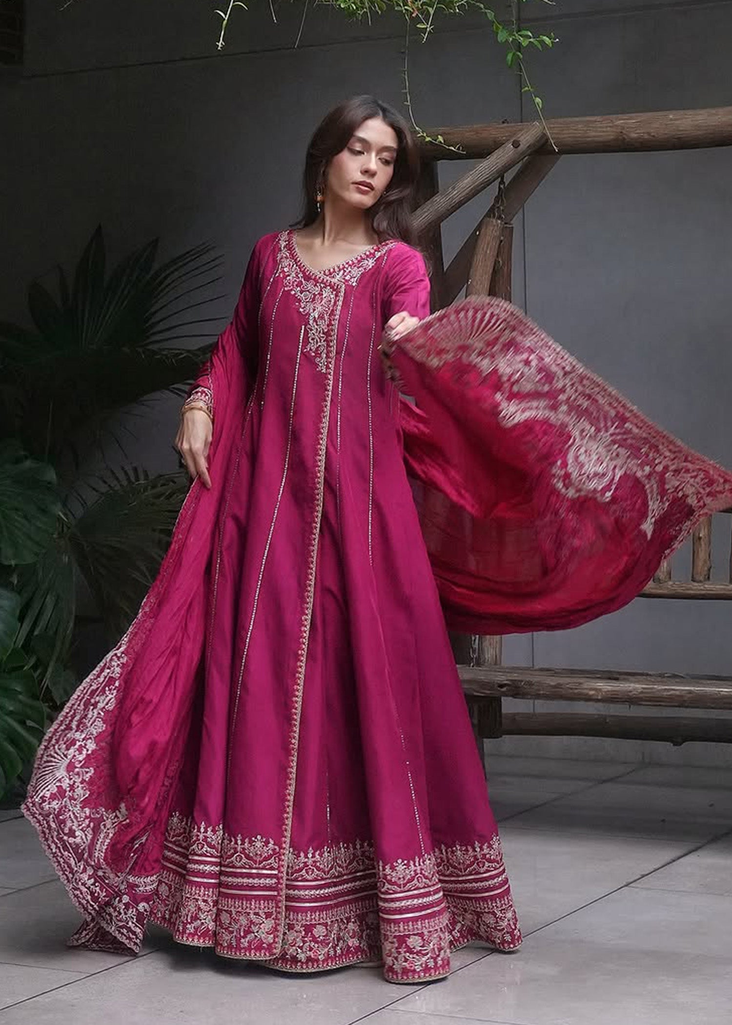 kanwal-malik-laiya-fuchsia-silk-angrakha-gown-front-view